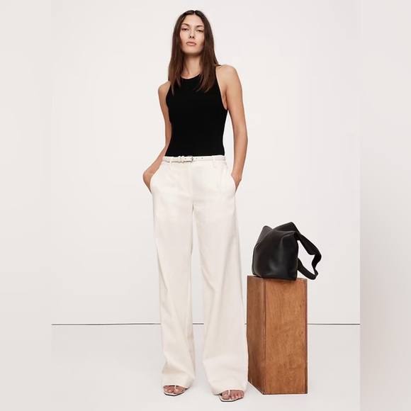 NWT! Banana Republic Ivory The Everyday Wide Leg Pant - Picture 1 of 6